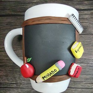 Mug Decorated in porcelain cold, Handmade 100%.